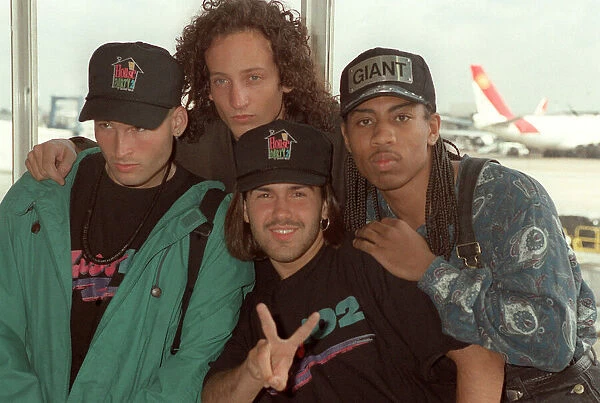 American Pop band Color Me Badd at London airport. Color Me Badd had a UK Number