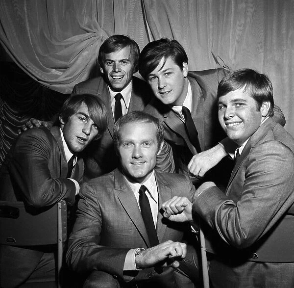 American pop group The Beach Boys at a photocall held at EMI House in Manchester Square
