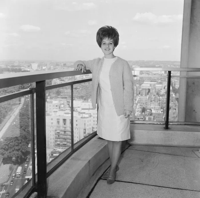 Framed Print : American pop singer Brenda Lee on the balcony outside her room at the Hilton Hotel in Framed Print : American pop singer Brenda Lee on the balcony outside her room at the Hilton Hotel in