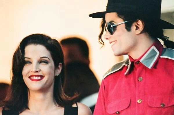 American pop singer Michael jackson with his new bride Lisa-Marie Presley during a visit