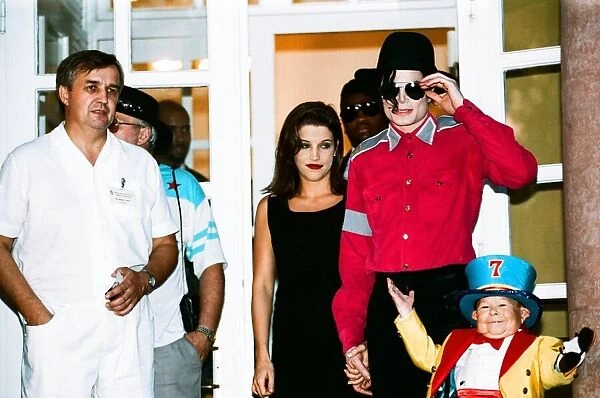 American pop singer Michael Jackson with his new bride Lisa-Marie Presley during a visit