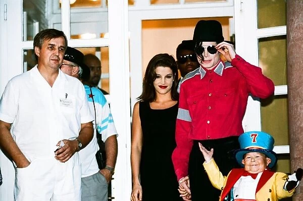 American pop singer Michael Jackson with his new bride Lisa-Marie Presley during a visit