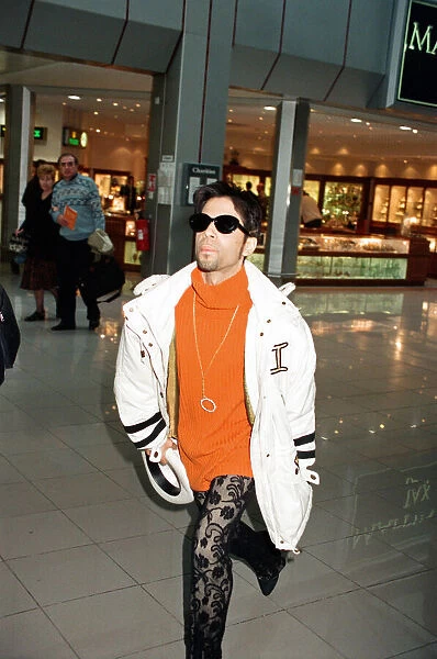 American pop star, the artist formerly known as Prince, leaving Heathrow Airport for New