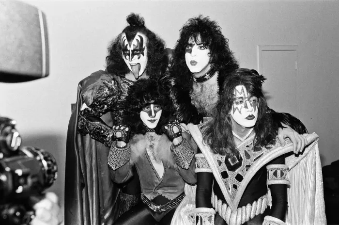 Framed Print : American rock band Kiss pictured at Heathrow Airport. 4th September 1980 Framed Print : American rock band Kiss pictured at Heathrow Airport. 4th September 1980