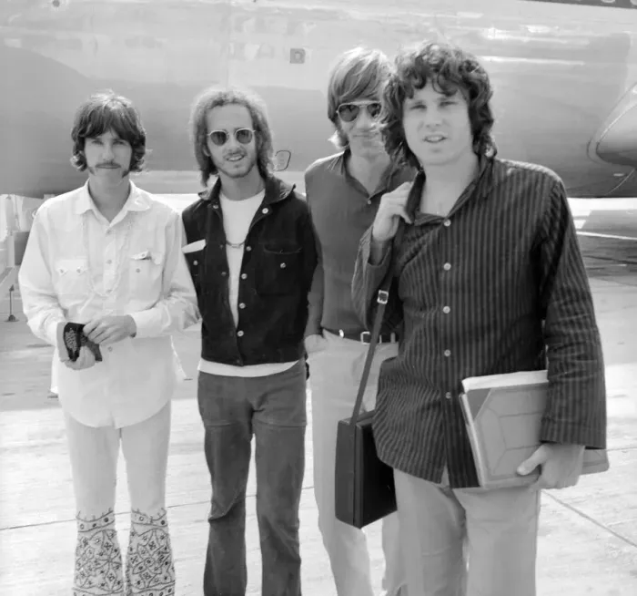 Framed Print : American rock group The Doors arrive at Londons Heathrow airport