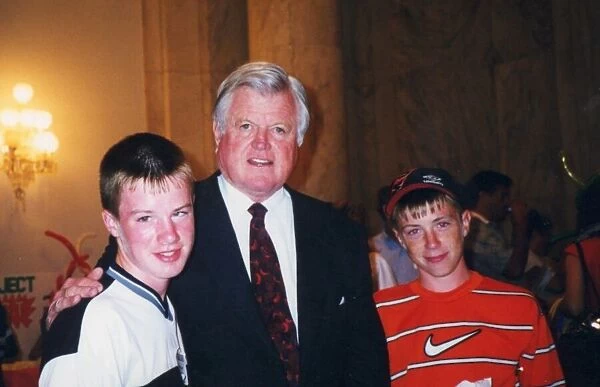 American Senator Edward Kennedy with brothers Dennis and Pat Mulcahy during 25th