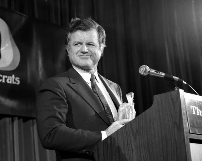 Framed Print : American senator Edward Kennedy during the Democratic party National Convention in New
