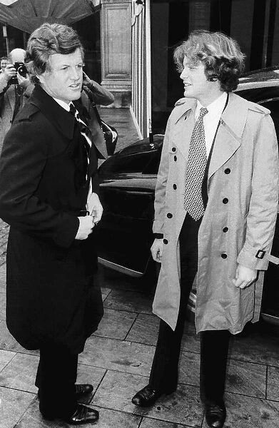 American Senator Edward Kennedy with his son in London during a visit to Britain