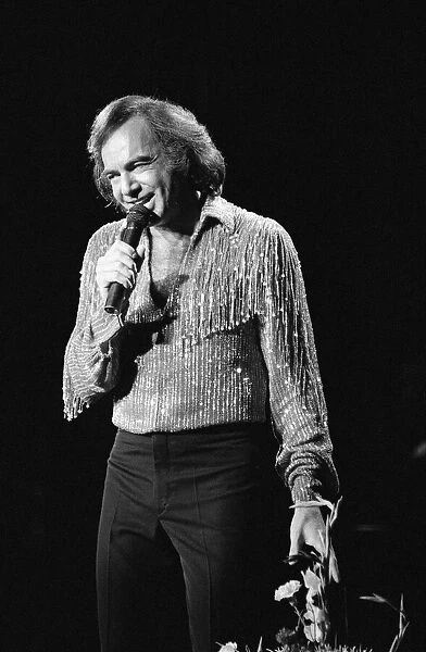 American singer Neil Diamond in concert at the NEC Arena, Birmingham. 2nd July 1984