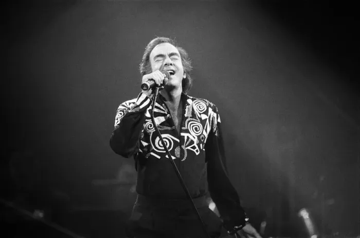 Framed Print : American singer Neil Diamond in concert at the NEC Arena, Birmingham. 8th November 1989 Framed Print : American singer Neil Diamond in concert at the NEC Arena, Birmingham. 8th November 1989