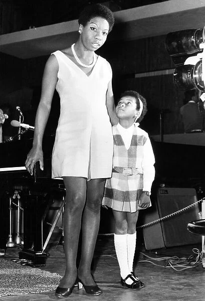 American singer, Nina Simone, in the UK recording a television programme called