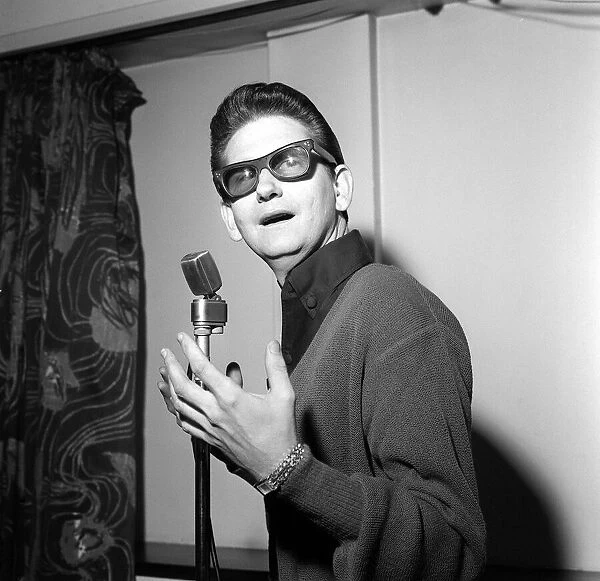 American singer Roy Orbison at the Microphone at ATV House in London where he has signed