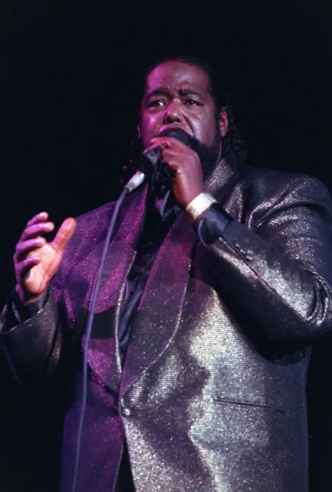 Framed Print : American singer songwriter Barry White performing in concert. December 1988 Framed Print : American singer songwriter Barry White performing in concert. December 1988