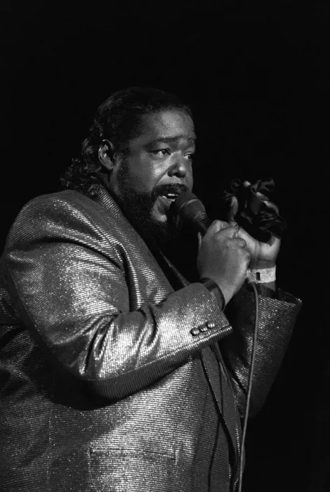 Framed Print : American singer songwriter Barry White performing in concert. December 1988