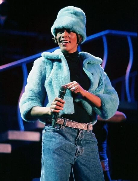 American singer Whitney Houston on stage in Hamburg, Germany September 1999 The