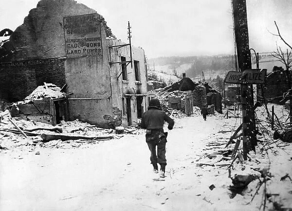 American soldiers of the US 2nd Armoured Division advance in the role of infantry
