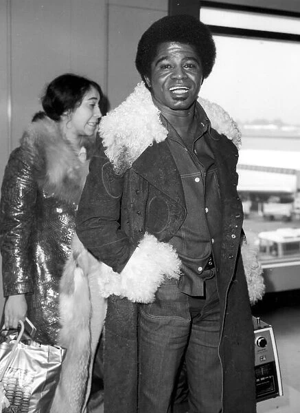 American soul singer James Brown arrives at Londons Heathrow Airport before playing