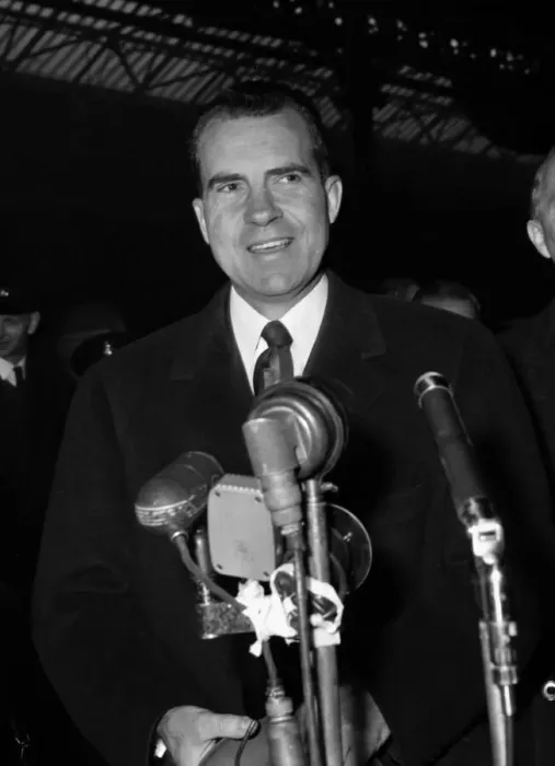 Framed Print : American Vice President Richard Nixon at Victoria Station in London during visit to