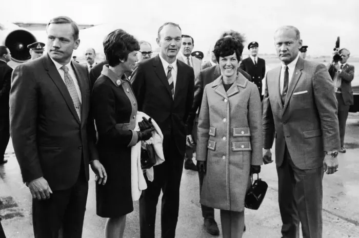 Framed Print : Americas three Apollo 11 astronauts seen here shortly after their arrival