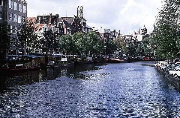 Amsterdam, Holland rear of floating flower market