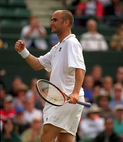 Andre Agassi Wimbledon Tennis Championships 1999 he celebrates victory over Wayne Arthurs