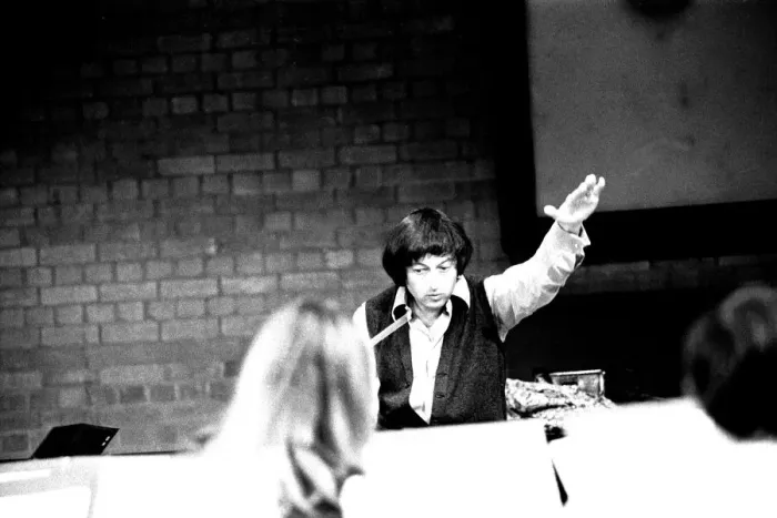 Framed Print : Andre Previn during rehearsals with the Northern Sinfonia for the City Hall Concert