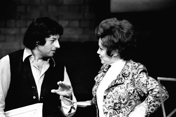 Framed Print : Andre Previn during rehearsals with the Northern Sinfonia for the City Hall Concert