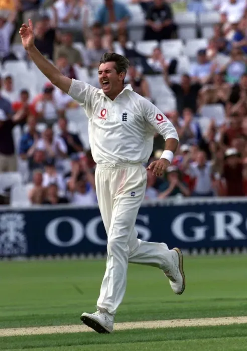 Framed Print : Andy Caddick cricket player of england july 1999 Celebrates after he takes