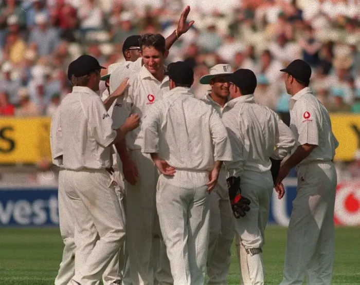 Framed Print : Andy Caddick cricket player of england july 1999 Celebrates after he takes Framed Print : Andy Caddick cricket player of england july 1999 Celebrates after he takes