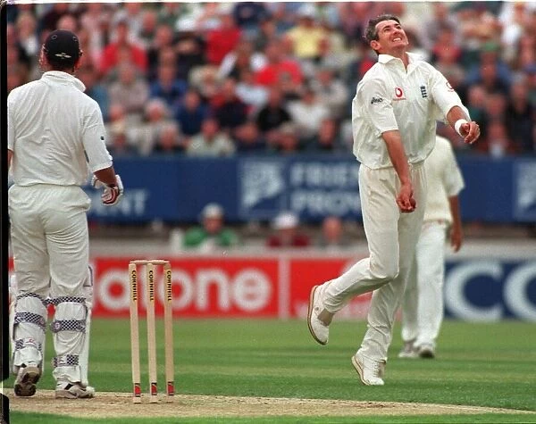 Andy Caddick Of England celebrates June 1999 during First Test match against New