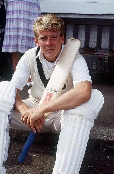 Andy Goram holding cricket bat July 1989