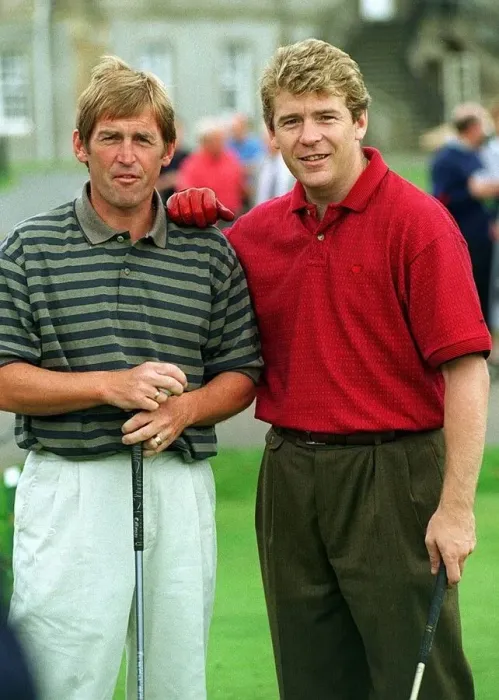 Framed Print : Andy Goram Ranger footballer (R) and Kenny Dalglish Blackburn Rovers at charity golf