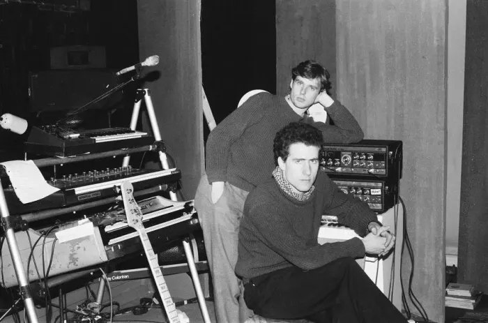 Framed Print : Andy McCluskey and Paul Humphreys (on keyboards) of the band Orchesteral Manouevers In Framed Print : Andy McCluskey and Paul Humphreys (on keyboards) of the band Orchesteral Manouevers In