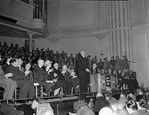 Aneurin Bevan Labour Party MP seen here address a political meeting in Cambridge Circa