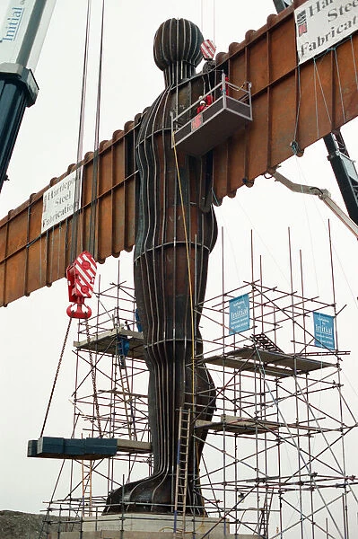 The Angel of the North is erected in Gateshead by staff from Hartlepool Fabrications