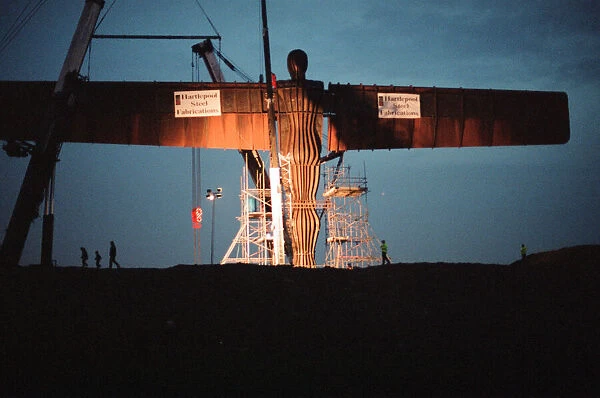The Angel of the North is erected in Gateshead by staff from Hartlepool Fabrications