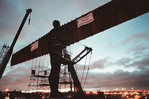 The Angel of the North faces its first dawn on the hill, Gateshead. 16th February 1998