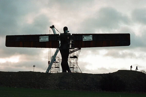 The Angel of the North faces its first dawn on the hill, Gateshead. 16th February 1998