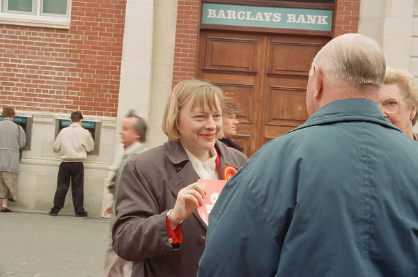 Angela Eagle campaigning in Liverpool, April 1997. Both Angela