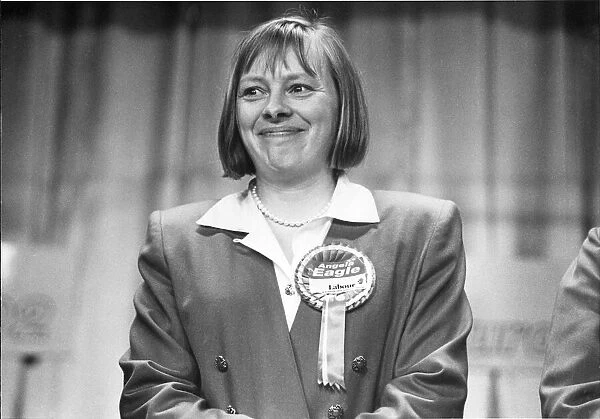 Angela Eagle celebrates her victory to become MP for Wallasey, Merseyside