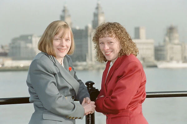 Angela Eagle (left) and her twin sister Maria, pictured in Liverpool, February 1992