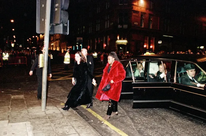 Framed Print : Angelina Jolie arrriving at the premier for the film Trainspotting. 15th February 1996