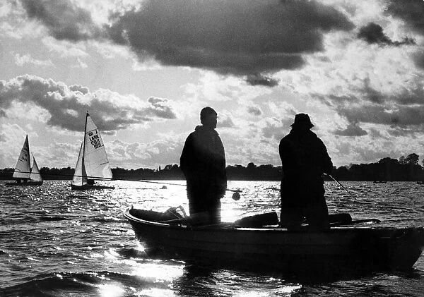 Angling and sailing at Draycote Water, East Warwickshire. 13th May 1976