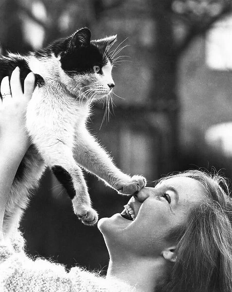 Animals - Cats. 15 years old Sarah Bower with her cat Marcus which spent 3 1  /  2 week
