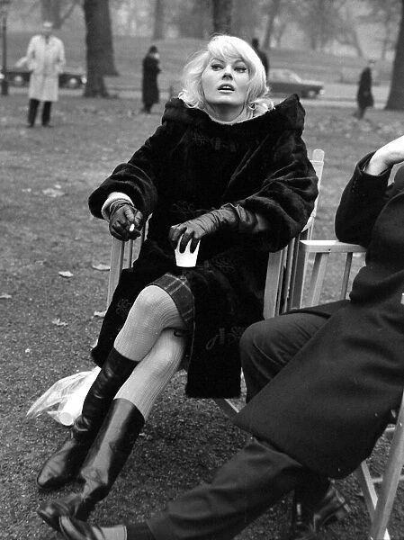 Anita Ekberg pictured on location in London Hyde Park Wednesday 2 December 1964 to film