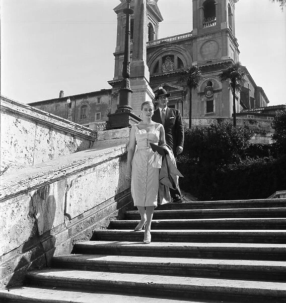 Anita Ekberg, Swedish actress in Rome, Italy, where she is filming Interpol known in