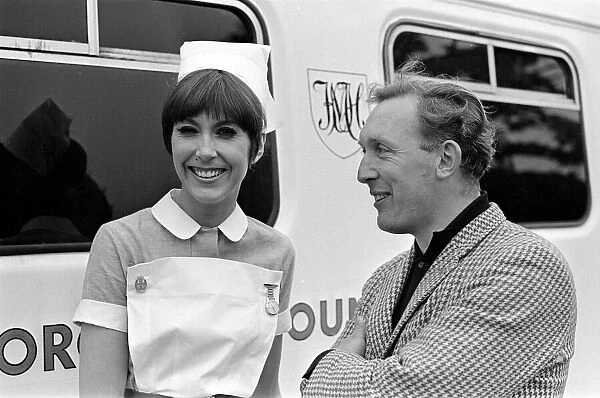 Anita Harris (with unknown male) on the film set of Carry On Doctor