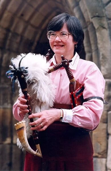 Ann Sessoms assistant curator at The Chantry Museum, Morpeth with bagpipes made