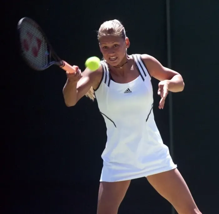 Framed Print : Anna Kournikova Russia June 1999 playing against Ines Gorrochateguin who retired