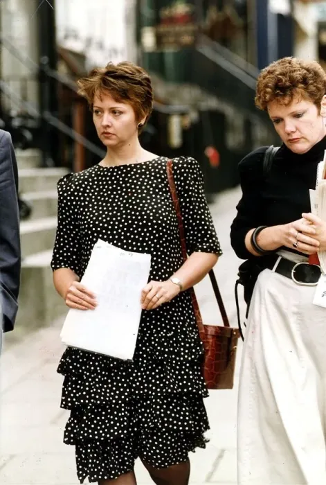 Framed Print : Anne Diamond TV Presenter walking holding some papers Framed Print : Anne Diamond TV Presenter walking holding some papers